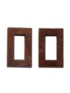 Romwe Brown Hollow Rectangle Wooden Stud Earrings