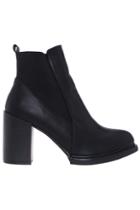 Romwe Black Chunky-heeled Short Boots