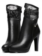 Romwe Black Side Zip Lace Insert Short Boots