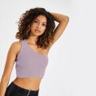 Romwe One Shoulder Rib-knit Tank Crop Top