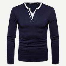 Romwe Men Button Decoration 2 In 1 Tee