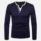 Romwe Men Button Decoration 2 In 1 Tee