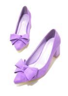 Romwe Purple With Bow Mid Heeled Pumps