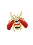 Romwe Red Enamel Rhinestone Honeybee Brooch
