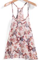 Romwe Spaghetti Strap Floral Chiffon Apricot Cami Top