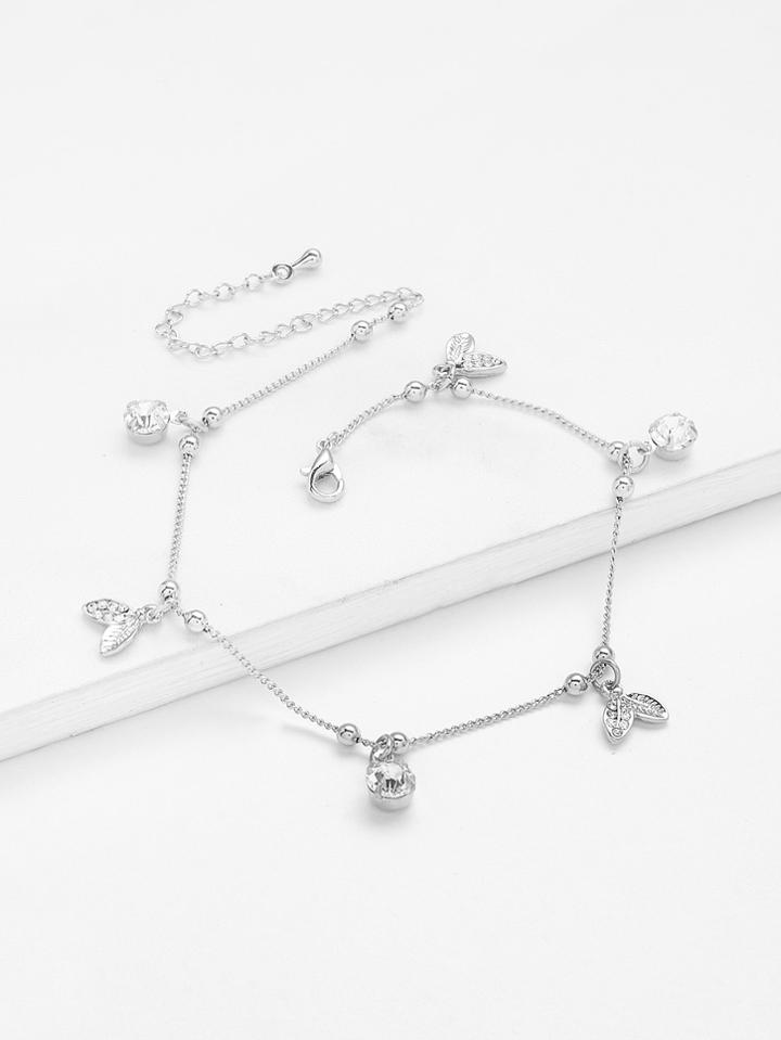 Romwe Leaves & Bells Charm Chain Bracelet