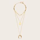 Romwe Moon & Circle Pendant Layered Chain Necklace 1pc