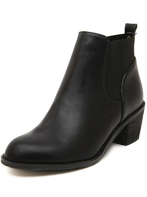 Romwe Black Brush Round Toe Boots