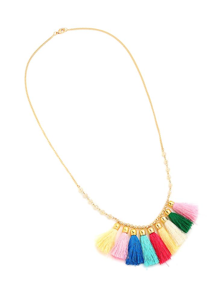 Romwe Tassel Pendant Chain Necklace