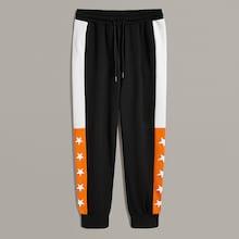 Romwe Guys Colorblock Panel Side Star Print Sweatpants