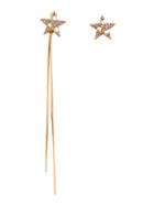 Romwe Gold Plated Star Rhinestone Long Chain Asymmetrical Earrings