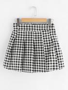 Romwe Gingham Pleated Skirt