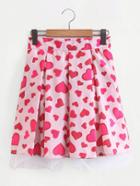 Romwe All Over Heart Print Skirt