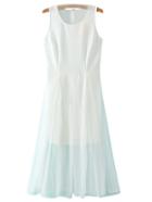 Romwe White Sleeveless Zipper Back Gauze Midi Dress