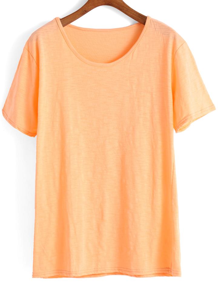 Romwe Round Neck Loose Orange T-shirt