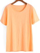 Romwe Round Neck Loose Orange T-shirt