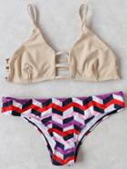 Romwe Geometric Print Strappy Bikini Set
