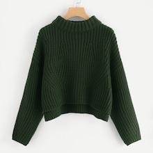 Romwe Drop Shoulder Step Hem Sweater