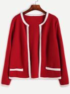 Romwe Red Contrast Trim Short Coat