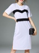 Romwe White Peplum Pockets Split Dress