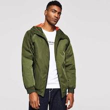 Romwe Guys Raglan Sleeve Padded Hoodie Jacket