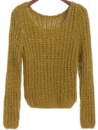Romwe Scoop Neck Crop Sweater