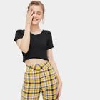 Romwe Ribbed V-neck Crop Jumper