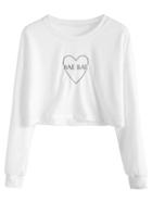 Romwe White Dropped Shoulder Seam Embroidered Crop T-shirt