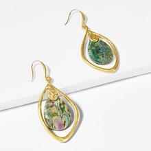 Romwe Color Block Stone Open Drop Earrings
