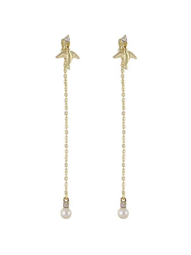 Romwe Gold Color Fake Pearl Long  Earrings