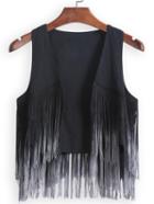 Romwe With Tassel Ombre Vest