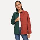Romwe Single Breasted Color Block Jacket