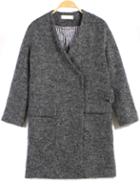 Romwe V Neck Pockets Woolen Coat