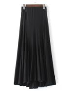Romwe Black Elastic Waist High Low Pleated Skirt