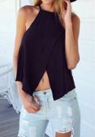 Romwe Black Spaghetti Strap Cross Tank Top