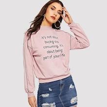 Romwe Letter Print Contrast Stitch Pullover