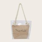 Romwe Letter Print Clear Bag With Inner Clutch