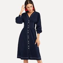 Romwe V Neck Solid Dress