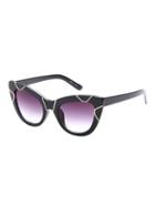 Romwe Black Frame Metal Trim Cat Eye Sunglasses