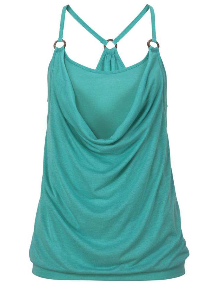 Romwe Green Ring Accent Draped Cami Top