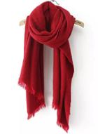 Romwe Solid-colored Fringe Scarf-red