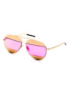 Romwe Gold Frame Double Bridge Pink Lens Sunglasses