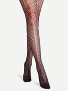 Romwe Black Floral Hollow Out Sheer Pantyhose Stockings