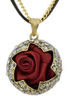 Romwe Gold Diamond Rose Necklace