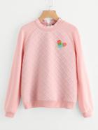 Romwe Popsicle Patch Front Frill Neck Textured Sweatshirt