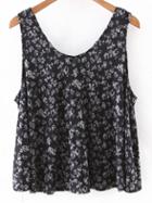 Romwe Multicolor Floral Print Chiffon Tank Top