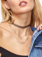 Romwe Black Layered Rhinestone Infinity Symbol Pendant Necklace
