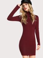 Romwe Turtle Neck Form Fitting Solid Dress