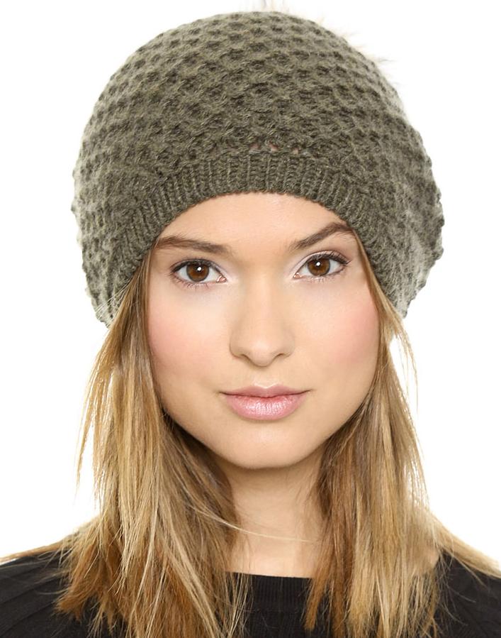 Romwe Plush Ball Knit Green Hat