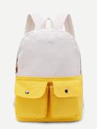 Romwe Two Tone Pocket Front Backpack